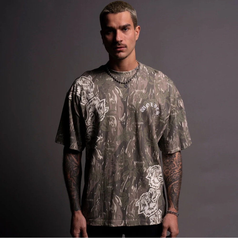 Darc Sport Surrounded By Family "Premium" Oversized Unisex Tee in Norse Camo